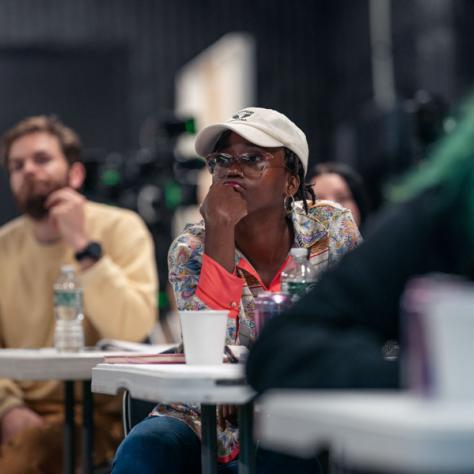 Audience watching presentation.