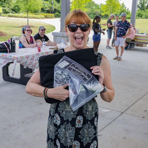 Woman posing with swag. 