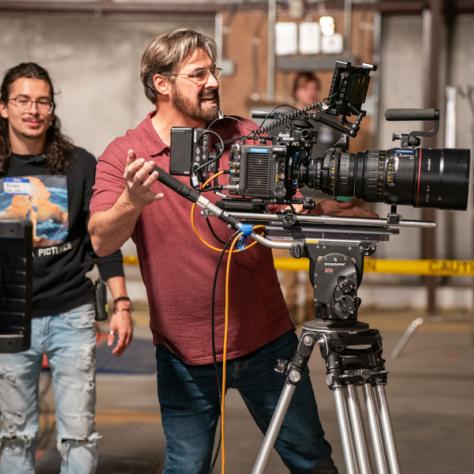 Man working with camera. 