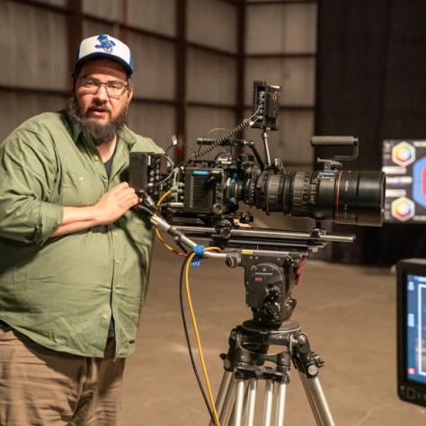 Man working with camera. 