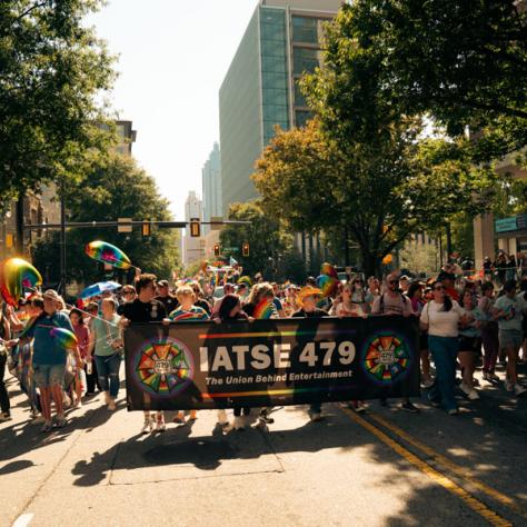 Photo of front of parade. 