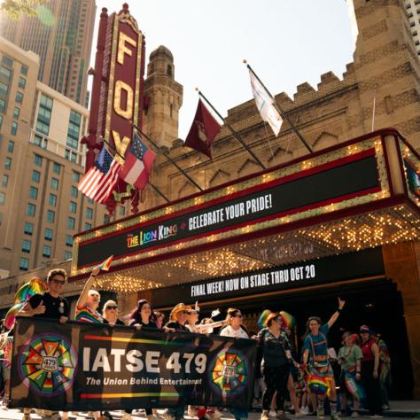 Photo of theater and parade. 