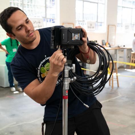 Man working with camera. 