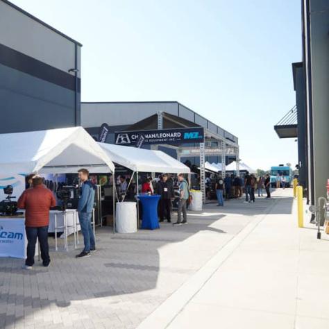 View of outdoor tents and vendors. 