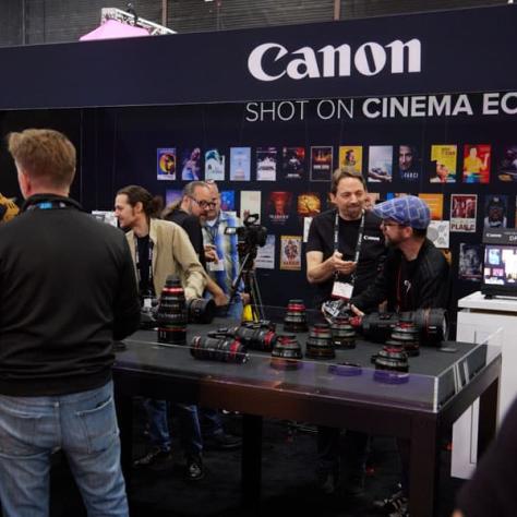 People in front of Canon booth. 