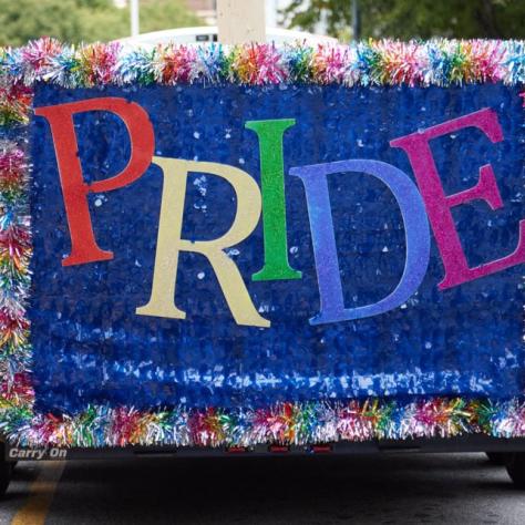 Pride float at parade.