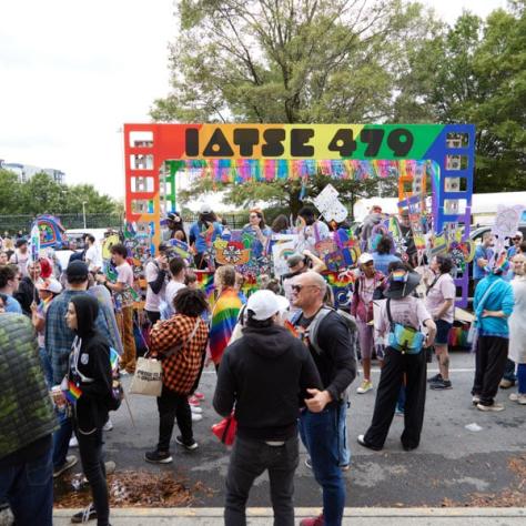 People at pride parade. 