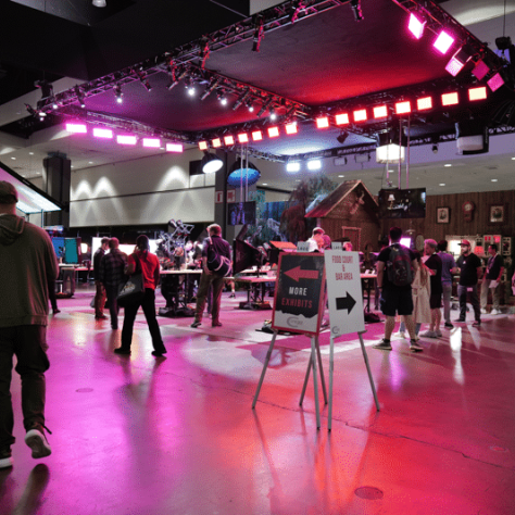 Indoor view of people at expo.