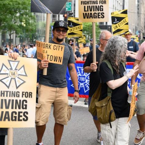 People holding up signs. 