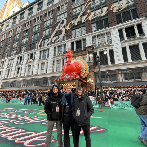 Utilities Dan Bolton and Jake Hoover, and Zach Bolton at the Macy's Thanksgiving Day Parade