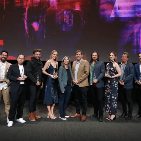 The 2022 ECA honorees with Patti Lee, ASC, and Lawrence Sher, ASC.