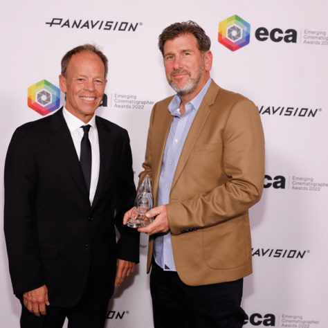 Panavision's David Dodson and Lawrence Sher, ASC, recipient of the Distinguished Filmmaker Award.