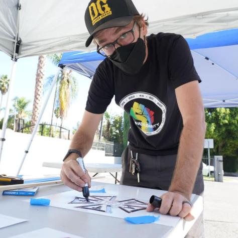 Man making a sign. 