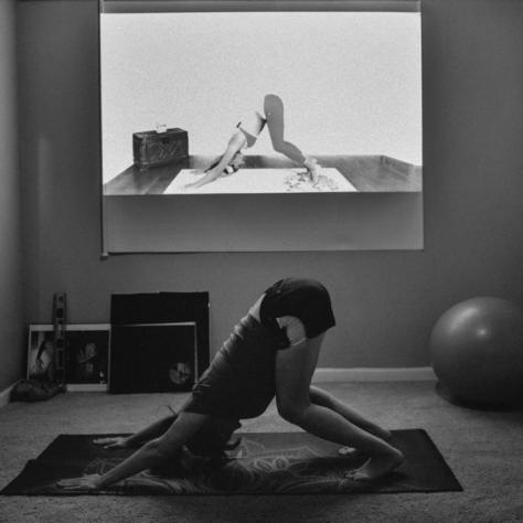 Morning yoga in the basement. Hoping to feel ready when we go back to work.