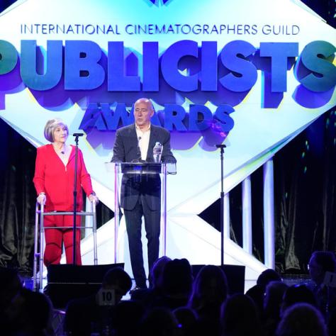 Bob Beitcher, MPTF, President and CEO, Motion Picture and Television Fund, accepts the Henri Bollinger Award for Special Merit from Sandy Bollinger (Photo by: Evans Vestal Ward/ICG)