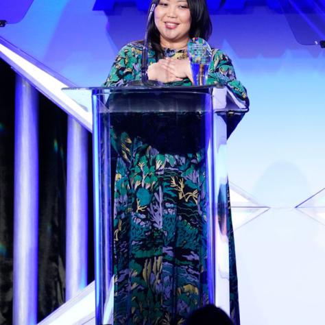 Journalist Jen Yamato accepts the Press Award (Photo by: Evans Vestal Ward/ICG)