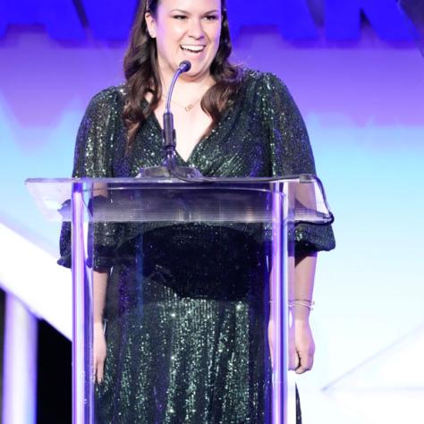 2023 Publicist of the Year Award recipient Sara Hull announces the winner of the award for 2024 (Photo by: Evans Vestal Ward/ICG)