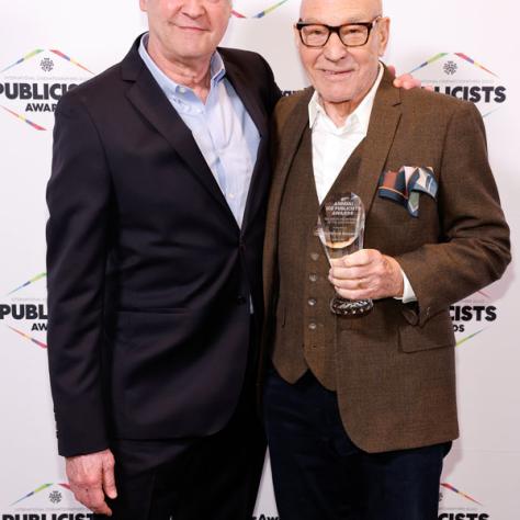 Presenter Brent Spiner, Sir Patrick Stewart, Television Showperson of the Year Award recipient (Photo by: Trae Patton/ICG)