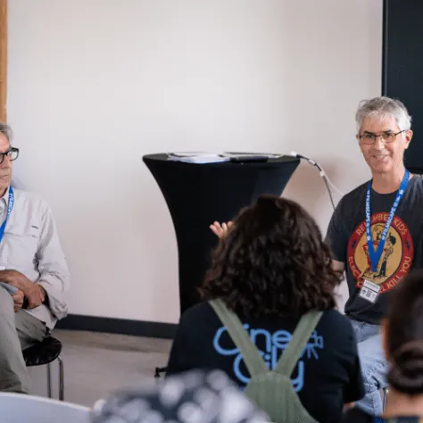 (L-R) John Lindley, ASC, & Dave Chameides, SOC, at the Safety on Set discussion.