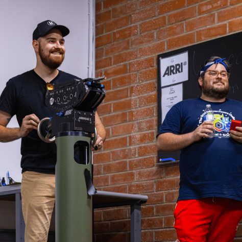 Man working with a camera. 