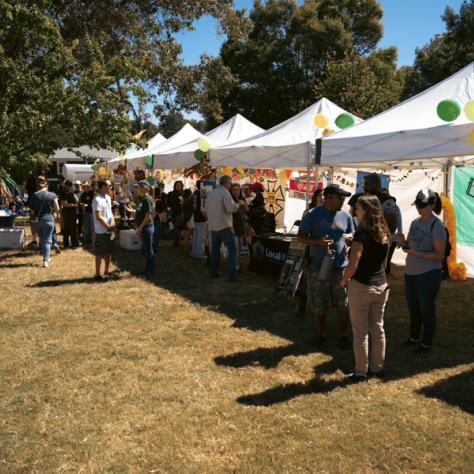 View of tents outside. 