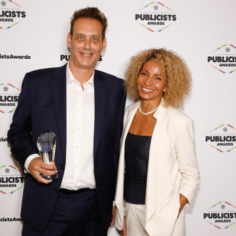 59th Annual ICG Publicists Awards -- Pictured: (l-r) Adam Weissler (Extra TV), presenter Michelle Hurd -- (Photo by: Trae Patton)