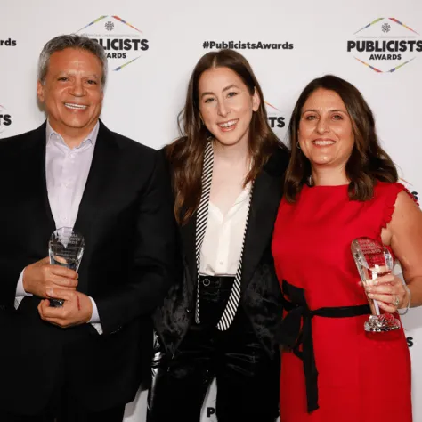 59th Annual ICG Publicists Awards -- Pictured: (l-r) Motion Picture Showperson of the Year Michael De Luca, presenter Alana Haim, Motion Picture Showperson of the Year Pamela Abdy -- (Photo by: Trae Patton)